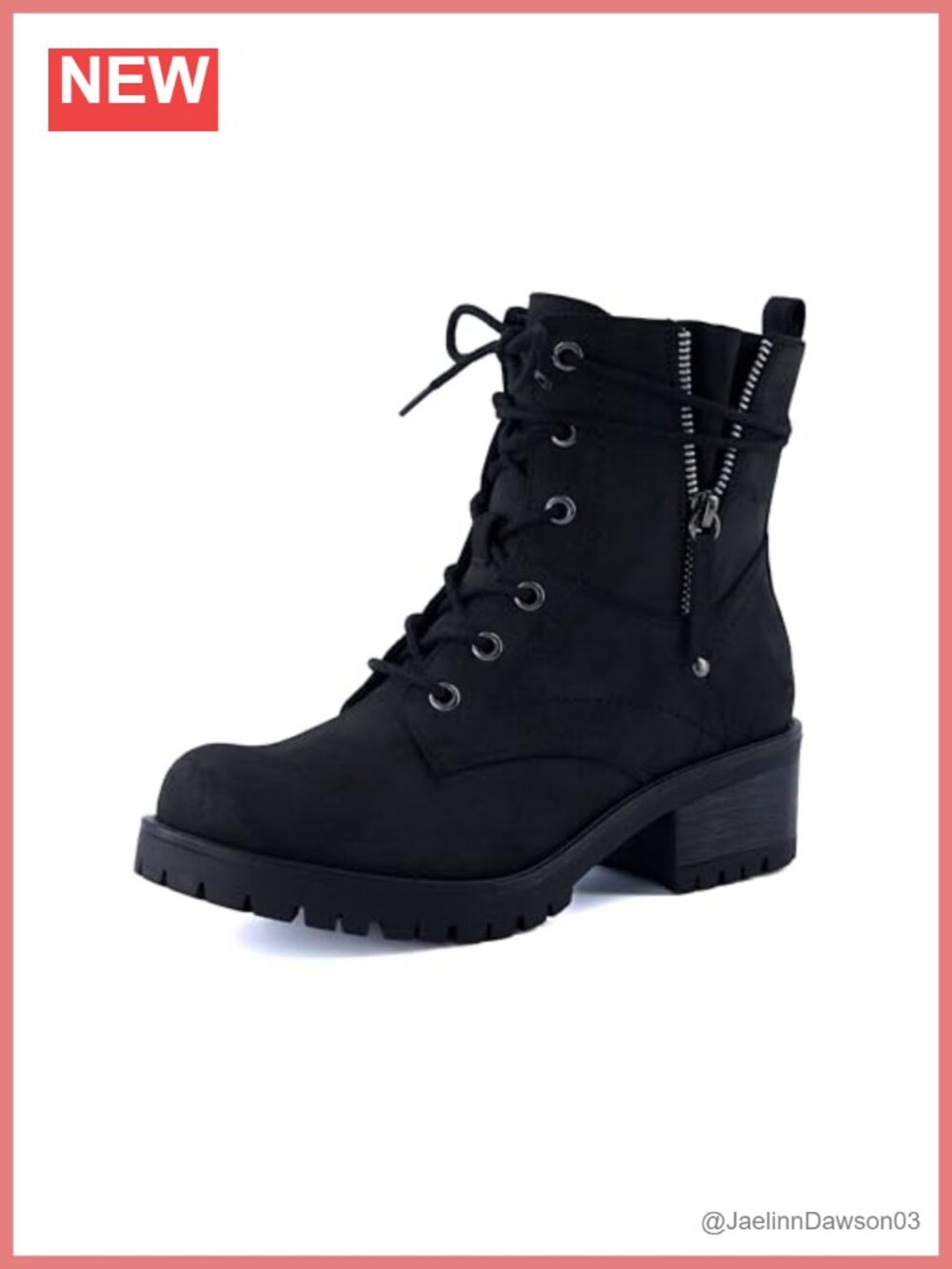 Vegan Leather Combat Ankle Boots Womens Lace-Up Block Heel Booties